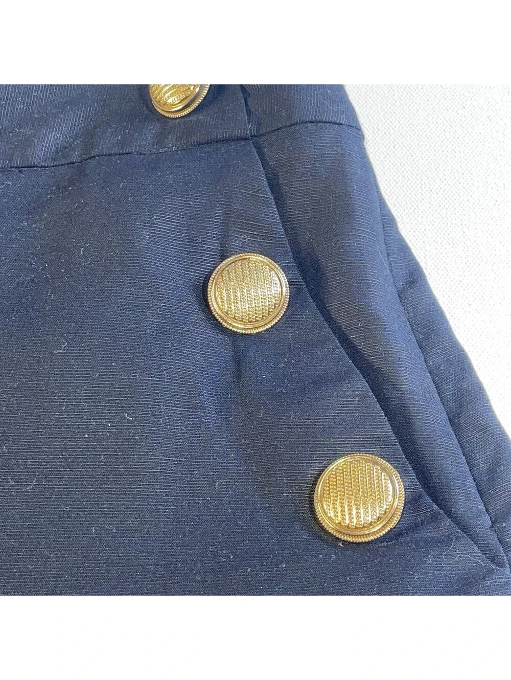 ZARA High Waist Wide Leg Sailor Pants Women’s XS Navy Gold Button Nautical
